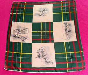 Ancien foulard tour de cou en soie décor de chiens Scottish - Imagen 1 de 6