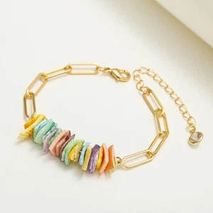 2 Pcs Buntes Armband Mit Gebrochenem Schalen Urlaub Schlüsselbein Dekoration - Picture 1 of 12