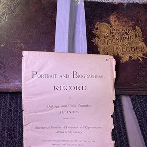 Portrait and Biographical Record Book 1894 Dupage & Cook County ILLINOIS Leather - Foto 1 di 21