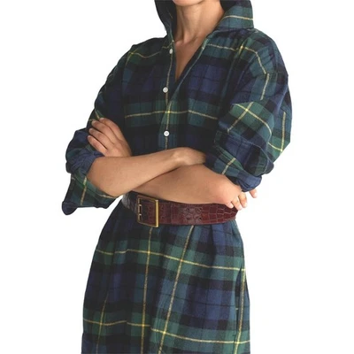 Polo Ralph Lauren Camisa a Cuadros Vestido Flecos Cuello Abotonado Mujeres Talla 8 Foto 1 de 4