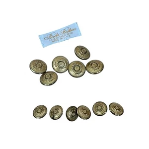 Brooks Brothers Shank Crown Wreath 12 Gold Tone Metal Replacement Buttons - Picture 1 of 5
