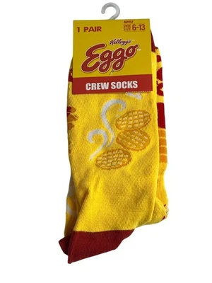 Calcetines Waffle Eggo Amarillo Rojo Gráfico Divertido Comida Novedad Hombres Crew Talla Única Nuevos con Etiquetas Foto 1 de 2