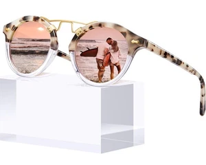 CARFIA Small Face Acetat polarisierte Sonnenbrille Retro Doppelsteg - Bild 1 von 8