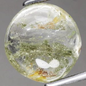 Cuarzo blanco brasileño natural cabina ovalada de 7,11 quilates dorado-verde brillo inclusiones - Imagen 1 de 4