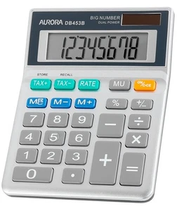 Aurora DB453B Semi Desktop Calculator (With Tax Function), Silver - Picture 1 of 2