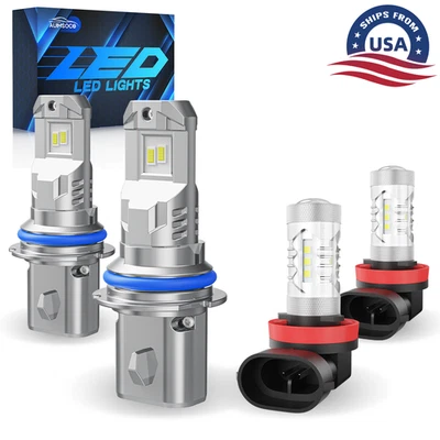 LED Headlight Fog Bulbs Kit 2Pair Bright For Chevrolet Equinox 2005-2008 2009 - Image 1 of 4