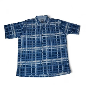 Raw Blue VTG Button Down Check Print Streetwear Shirt Men's L Blue / White - Picture 1 of 8