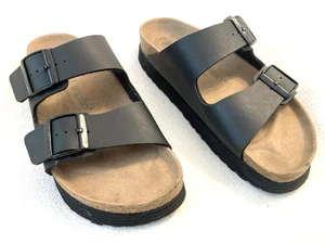 Sandali Birkenstock Papillio Vegan neri doppio cinturino donna 40 EU/9.5 US, EUC - Foto 1 di 13
