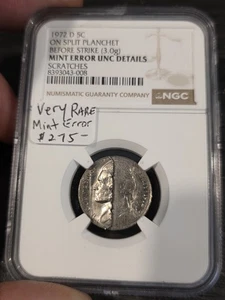 Planchet dividido 50c 1972-D error 1/1 ¡Raro!! - Imagen 1 de 7