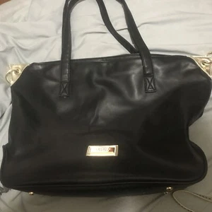 Versace Parfums Black Faux Leather Gold Shoulder Tote Bag - Picture 1 of 9