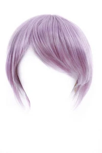 Parrucca uomo corta dritta 11'' taglio con frange lunghe viola lilla cosplay NUOVA - Foto 1 di 3