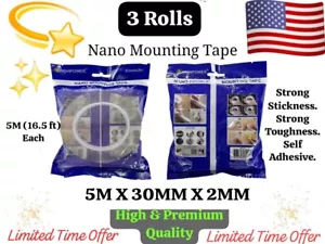 3 Roll 5M X 30MM X 2MM NANO Mounting Adhesive TAPE Double Sided ALIEN Acrylic 3M - Picture 1 of 9