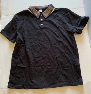 Shein Youth Polo Shirt Black And Tan Short Sleeve 3 Button Size US 11-12Y EU 152 - Picture 1 of 3