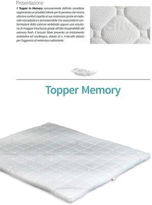 Materasso Topper Memory matrimoniale singolo schiuma Memory Foam acquapur analle - Immagine 1 di 3