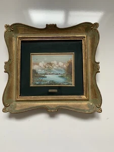 Pintura al óleo miniatura original vintage firmada por L. Silvestri 10x9 - Imagen 1 de 8