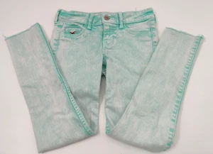 Hollister Womens Skinny Jeans Ultra Low Waist Cyan Acid Wash Size 00R (W25 L23) - Picture 1 of 12