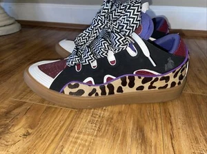 Tenis Lanvin Curb multicolor azul borgoña negro leopardo talla 43 EE. UU. 10 para hombre - Imagen 1 de 7