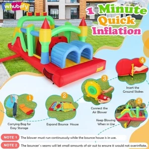 Blow up Inflatable Obstacle Course with Slide Tunnels Jumping Castle Bouncer 🏀 - Picture 1 of 13