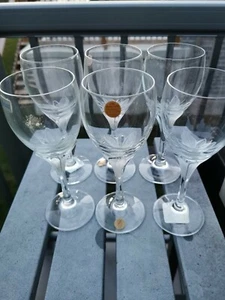 6 Claret Wine La Fleur by SCHOTT-ZWIESEL 7 1/2" Glasses With Stickers - Picture 1 of 4