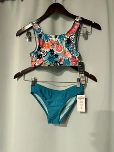 Speedo Logo Elastic Girl's Swimsuit Bikini Set Size 12 - Picture 1 of 5
