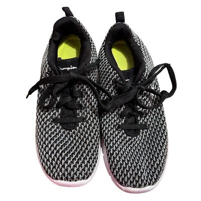 Champion Negro Blanco Tejido Caminar Correr Zapatos Tenis Mujer Talla 5.5 Ltwt Foto 1 de 4