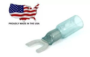 MVP 25 Blue Heat Shrink 14-16 AWG Spade Fork Wire Connector Terminal #8 Stud USA - Picture 1 of 1