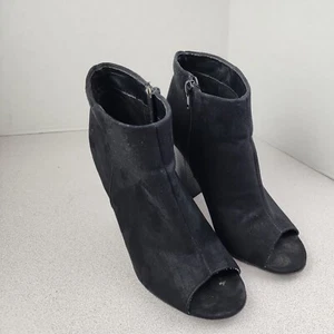 Bamboo Womens Sz 9 Black Chunky Heel, Ankle Boot, Peep Toe - Picture 1 of 7
