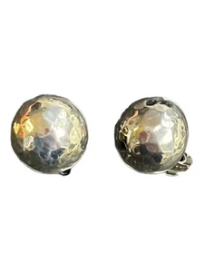 Sterling Silver Mexican Electroform Dome Clip On Earrings - 12.76G - Picture 1 of 12