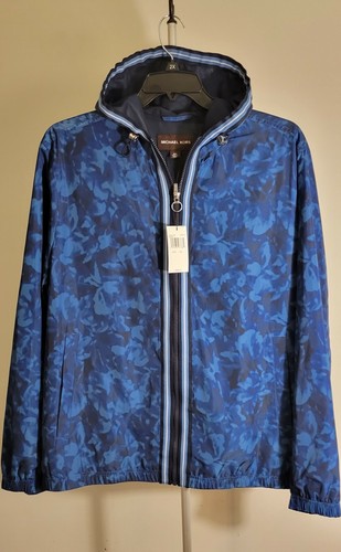 Michael Kors uomo blu floreale mimetico con cappuccio taglia XXL nuova con etichette