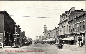 HOOPSTON ILLINOIS HAUPTSTRASSE WESTLICH AUSSEHENDE ALTE POSTKARTE - Bild 1 von 2