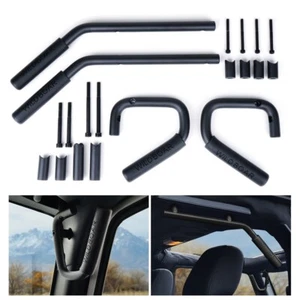 4x Kit de manijas de barra de agarre delantera trasera de acero negro para Jeep Wrangler JK JKU 2007-18 - Imagen 1 de 7