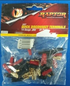 Raptor GQD7 14 Gauge .250 Quick Disconnect Terminals 20 Pack - Picture 1 of 3