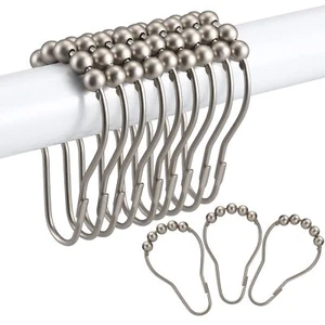Shower Curtain Hooks, Stainless Steel Shower Curtain Rings, Roller Gliding Sh... - Picture 1 of 7