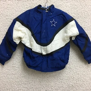 VINTAGE Dallas Cowboys Apex One Jacket Large Mens Blue Full Zip Quilted Bomber - Picture 1 of 20