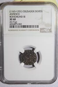 Crusader States: Principality of Antioch. Bohemond III, Helmet Denier NGC XF40 - Picture 1 of 4
