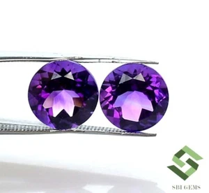Certified Natural Amethyst Round Cut Pair 12 mm 12.57 Cts Faceted Loose Gemstone - Picture 1 of 8