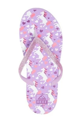 Reef большой девочки 4/5 Stargazer шлепанцы сандалии единорог фиолетовый блеск новый - Изображение 1 из 3