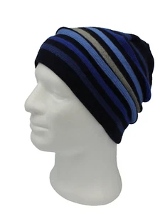 Beanie Strickmütze Damen Herren Mütze marine-blau reine Wolle unisex - Picture 1 of 2