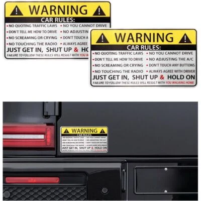 2 PIEZAS Pegatina de Reglas de Advertencia de Seguridad para Automóvil, Adhesivo Vinilo Ventana de Vehículo Grapa de Seguridad Foto 1 de 4
