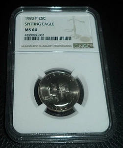 1983-P 25c "SPITTING EAGLE '' WASHINGTON QUARTER NGC MS66 - Picture 1 of 2