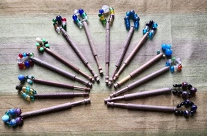 14 BOBINAS CON LENTEJUELAS DE MADERA TORNEADAS PESADAS en estilo similar (Selección P) - Imagen 1 de 6