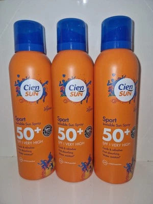 Cien Sun Sonnenspray Classic. 3 Stück LSF 50+ .Sport Edition, Transparent.