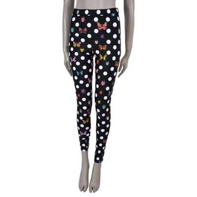 72538 Auténtico VERSACE x DUA LIPA Negro 2023 MARIPOSA Y LUNARES Leggings Pantalones S Foto 1 de 4