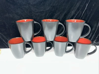 JUEGO DE 7 tazas de café Gibson Everyday Soho Lounge negro mate/rojo Foto 1 de 4