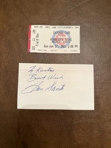 Hall Of Famer Chicago Cub Ron Santo Autographed Card With Game Ticket Stub - Picture 1 of 2