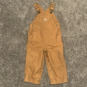 Carhartt Brown Bib Overalls Size 24 Months - Excellent Condition - Picture 1 of 16