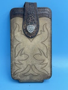 Ariat Leather Cell Phone Case With Clip and Magnetic Closure - Picture 1 of 9