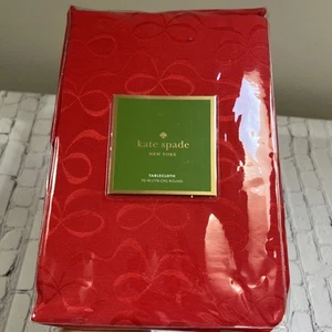 NIP Kate Spade Round Tablecloth 70” Cranberry Red All Wrapped Up Bows - Picture 1 of 7