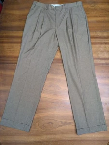 Ralph Lauren Herren 36x32 Anzughose Hose hellbraun braun Hahnentritt Plissee Bündchen - Bild 1 von 14