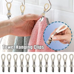 1-4pcs Bathroom Towel Clip Cotton Towel Clamps Hanging Towels Hangers Hand Towel - Picture 1 of 19